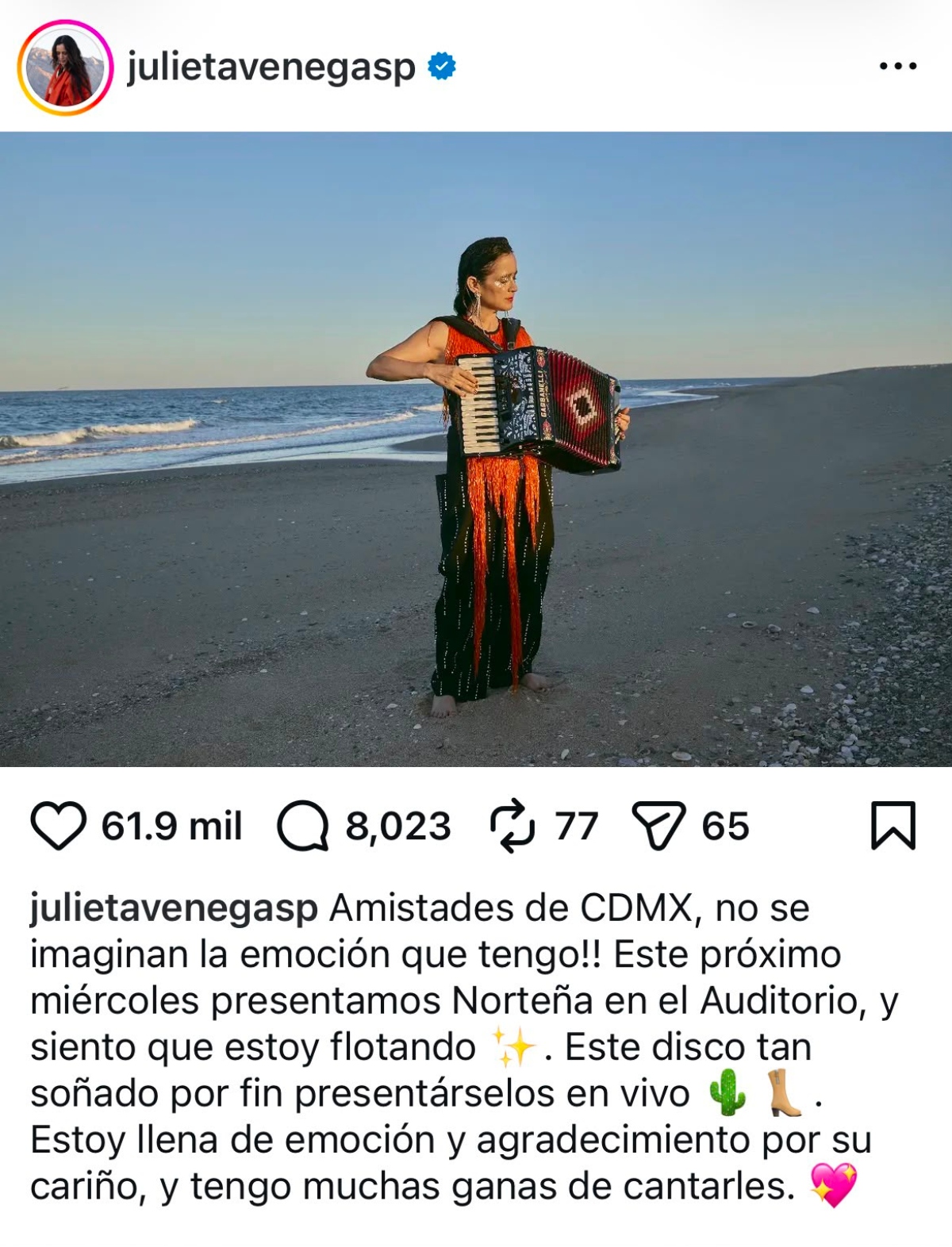 Julieta Venegas se prepara para llegar a EEUU con su gira 'Norteña Tour'
