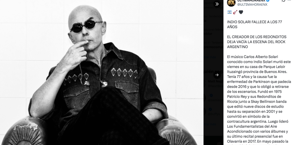 Muere el cantante argentino Indio Solari