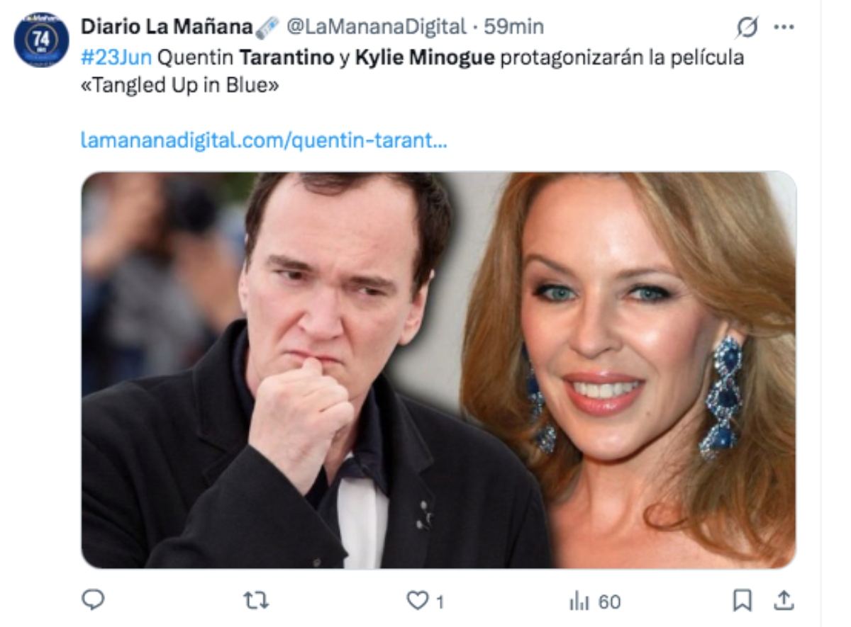 Quentin Tarantino y la cantante pop Kylie Minogue protagonizarán película