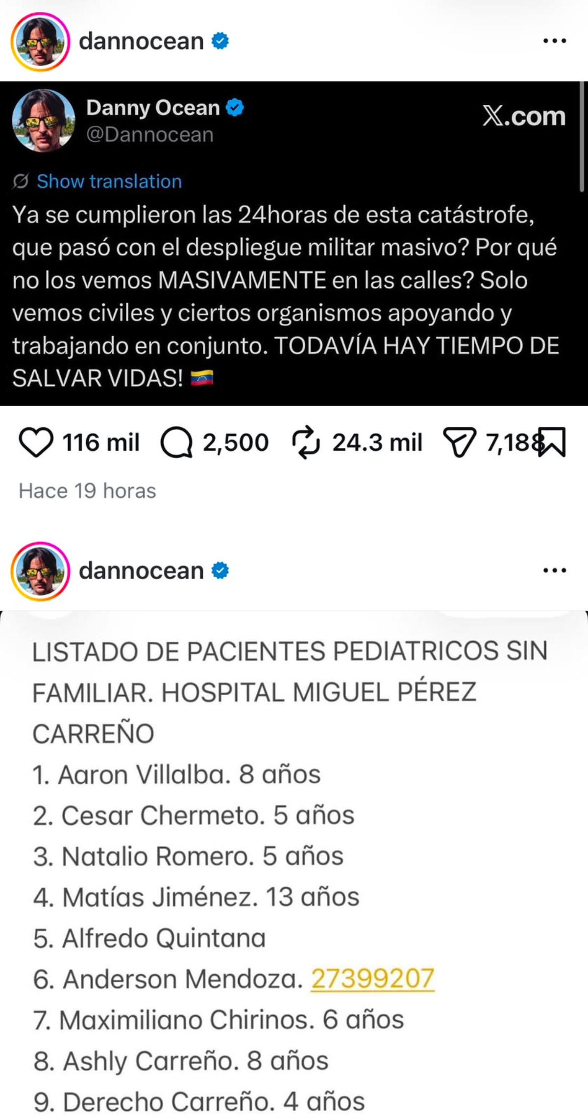 Ricardo Montaner pide oraciones y apoyo por Venezuela