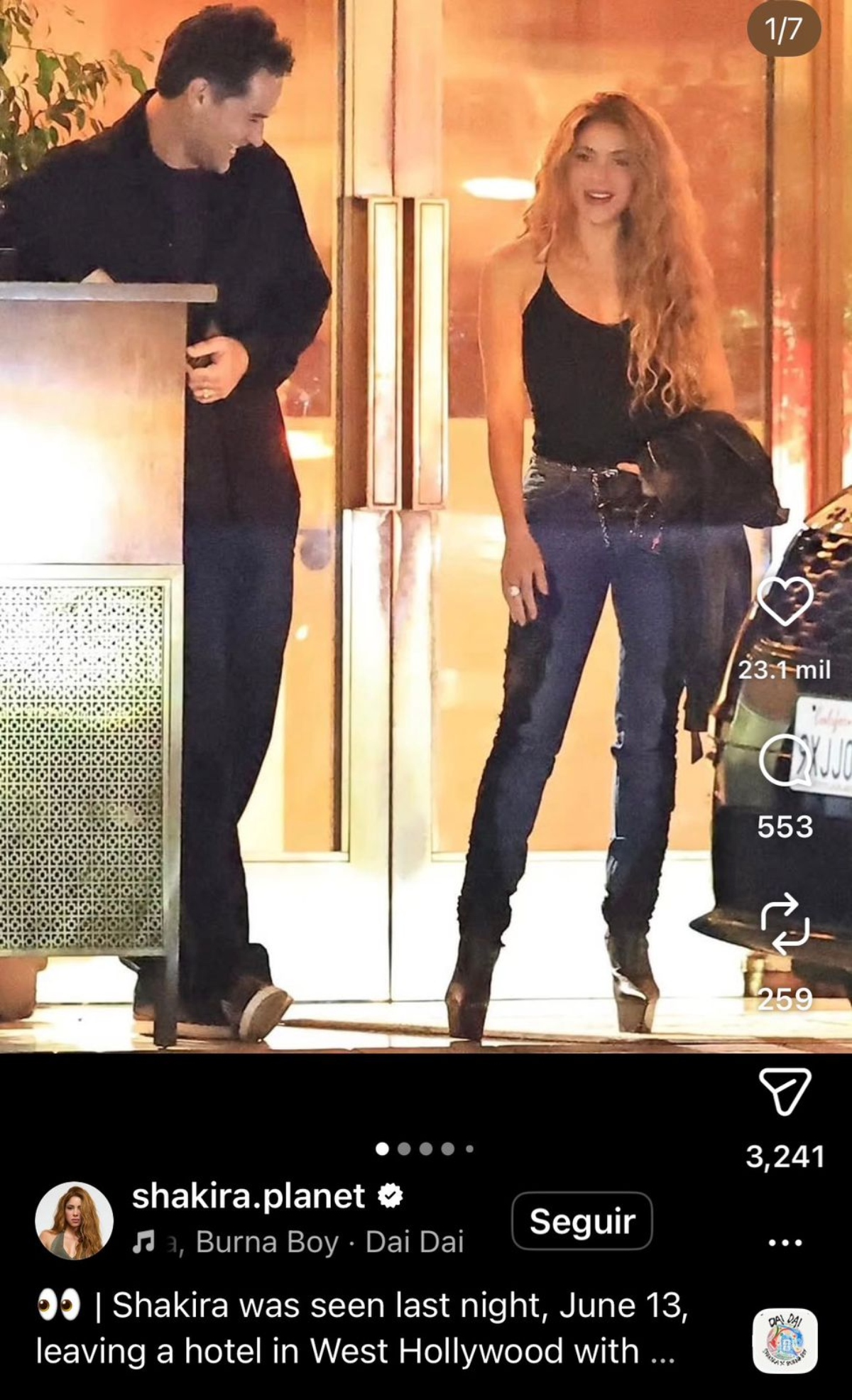 Shakira captada con el actor mexicano Manuel García Rulfo