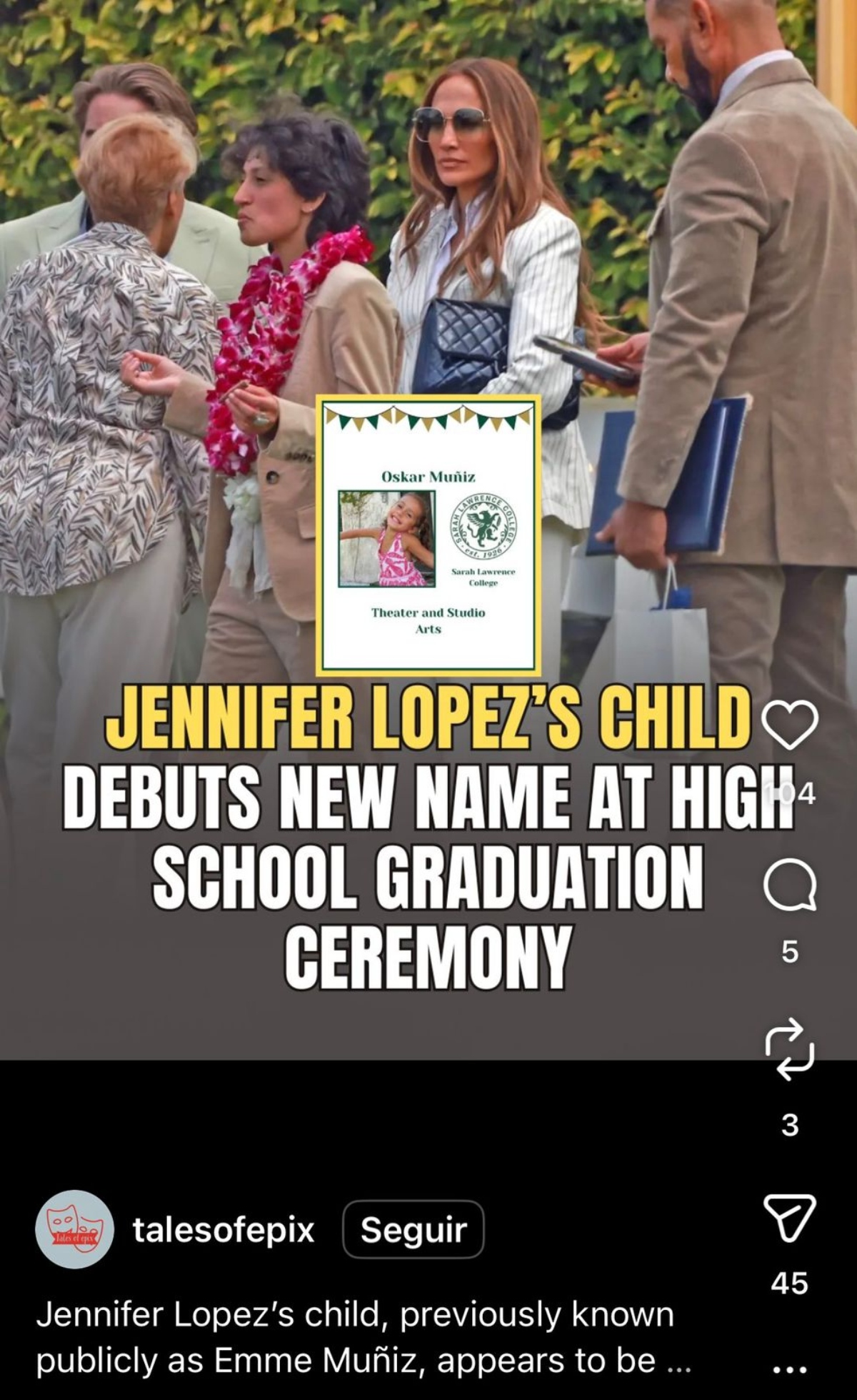 Hija de Jennifer López ahora se identifica como Oskar Muñiz