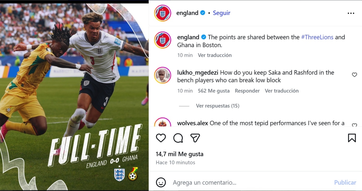 Inglaterra Ghana sin goles