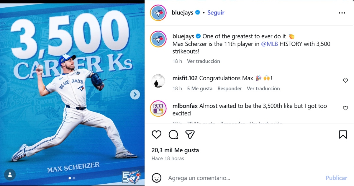 Max Scherzer 3500 ponches