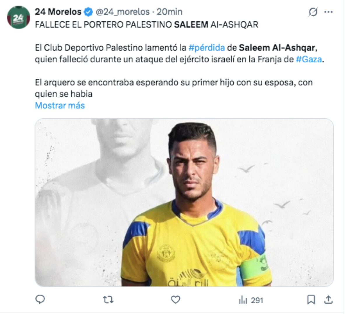 Le quitan la vida al futbolista Saleem Al-Ashqar a los 32 años 