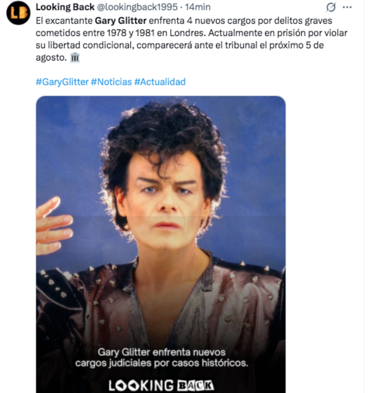 He's Already Serving His Sentence! Singer Gary Glitter Is Accused of New Crimes