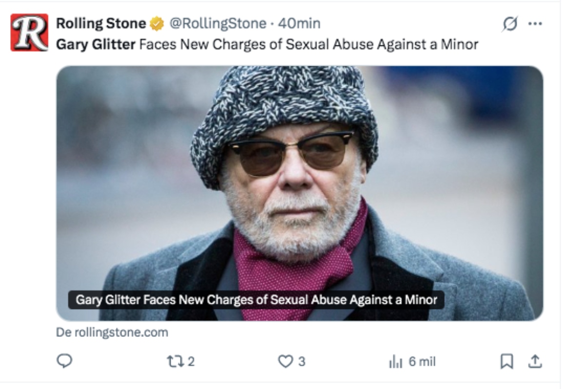 He's Already Serving His Sentence! Singer Gary Glitter Is Accused of New Crimes