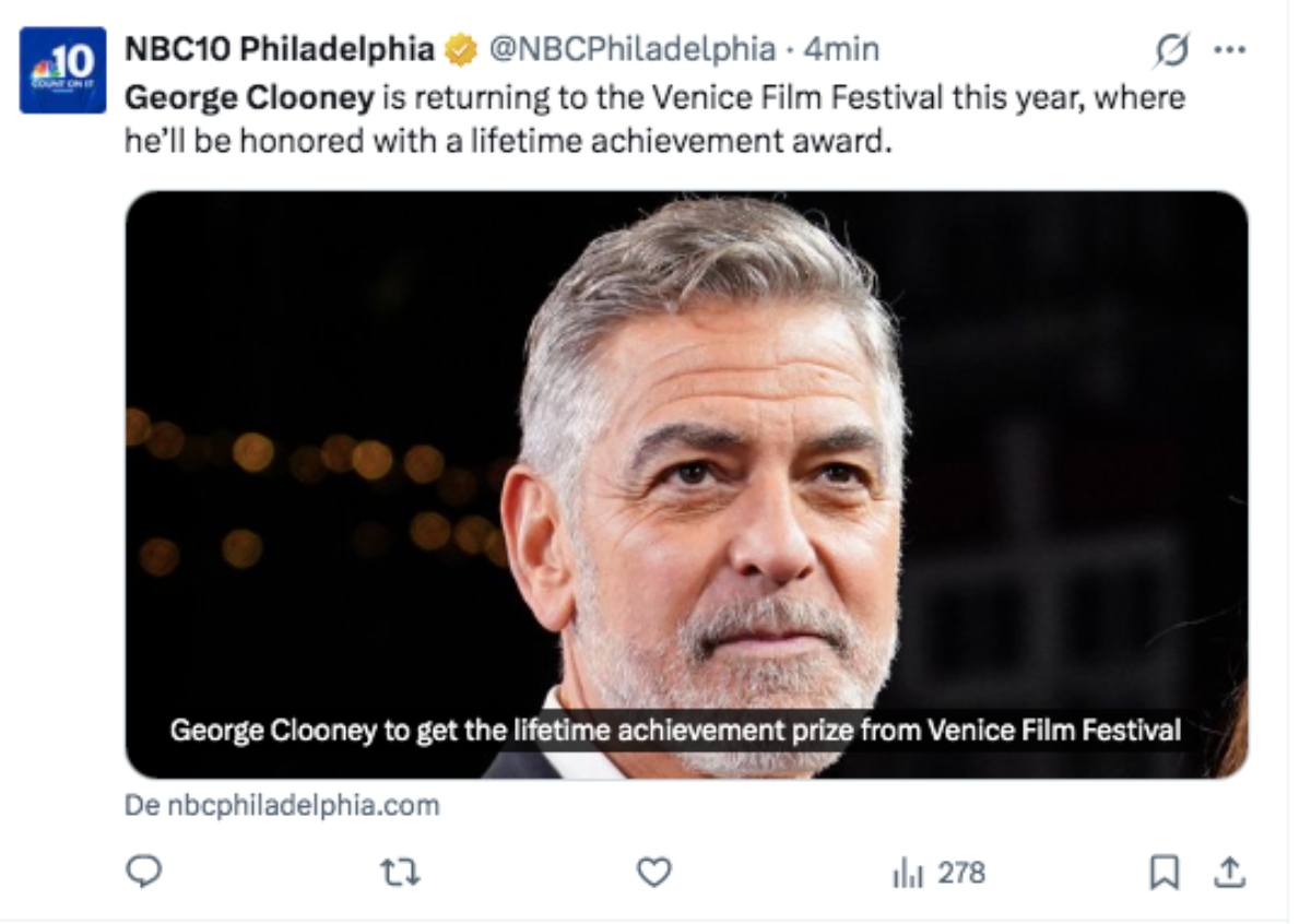 George Clooney recibirá el 'León de Oro' por su gran trayectoria en el cine