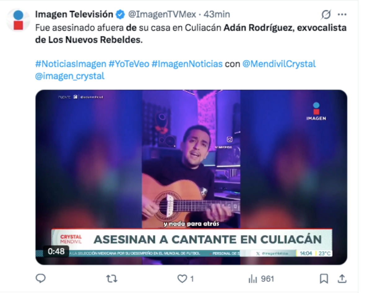 Asesinan a Adán Rodríguez, exvocalista de Los Nuevos Rebeldes, afuera de su casa