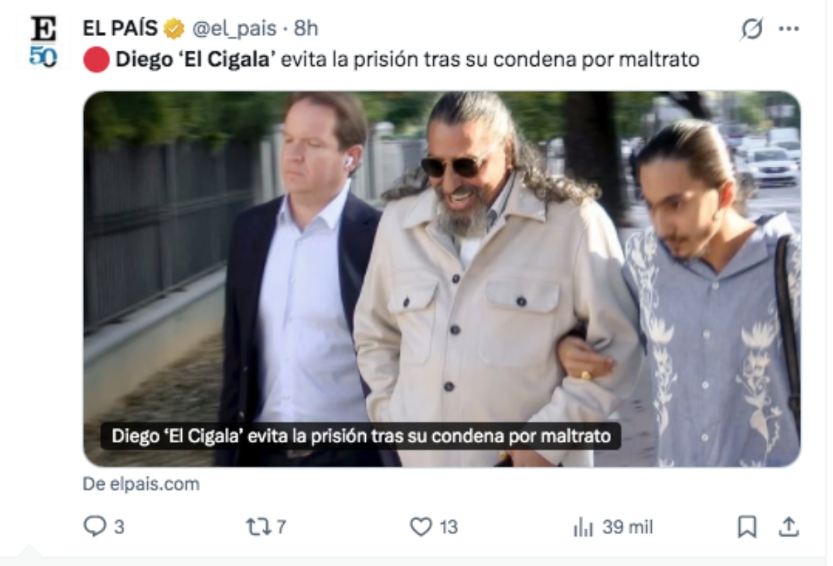 Singer-songwriter Diego 'El Cigala' Is Granted a Stay of His Prison Sentence