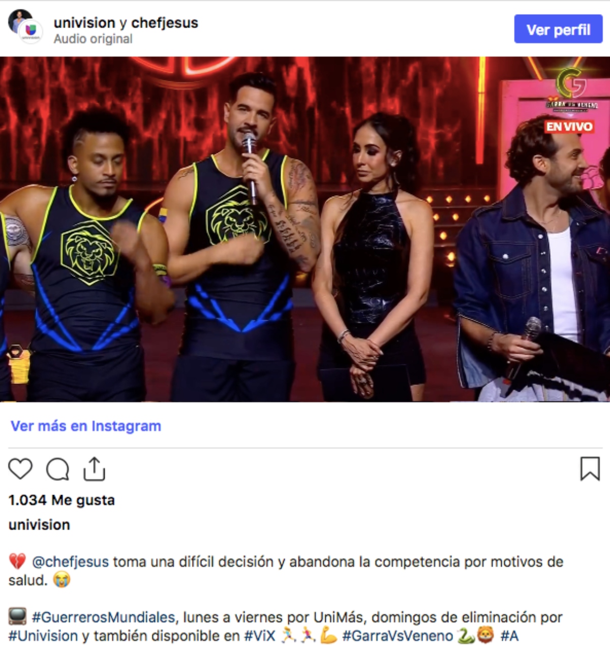 El Chef Yisus se va del reality show 'Guerreros Mundiales'