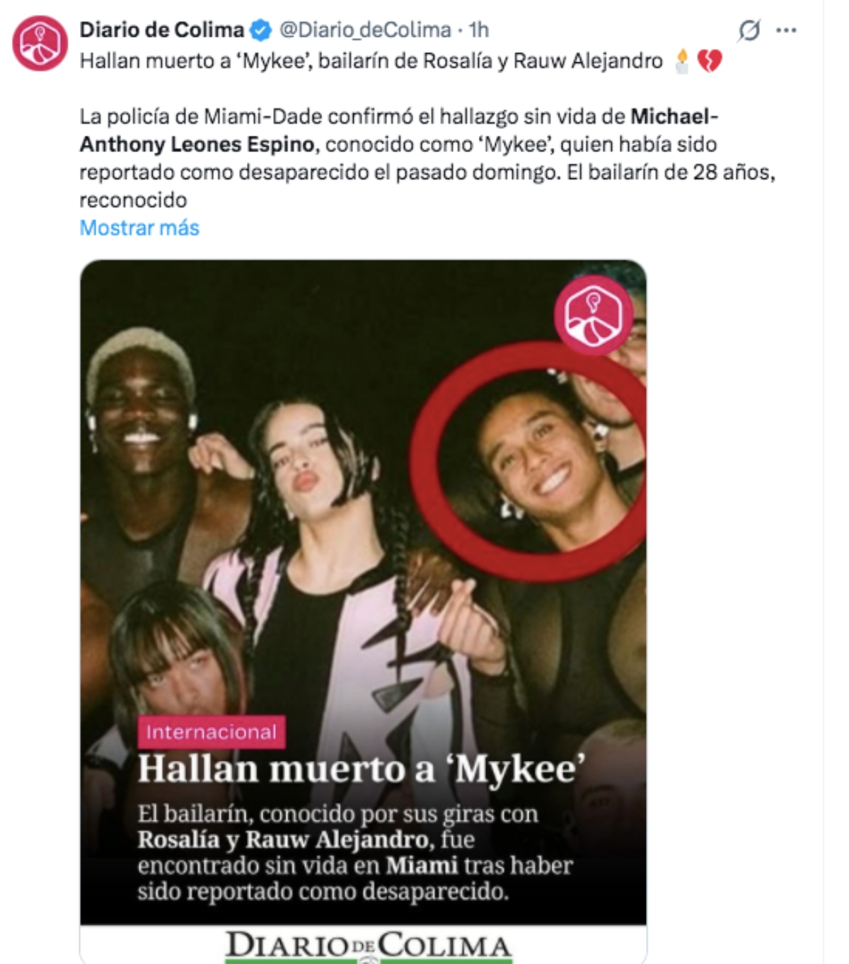 Death of Michael-Anthony Leones Espino, a dancer for Rosalía and Rauw Alejandro, Confirmed