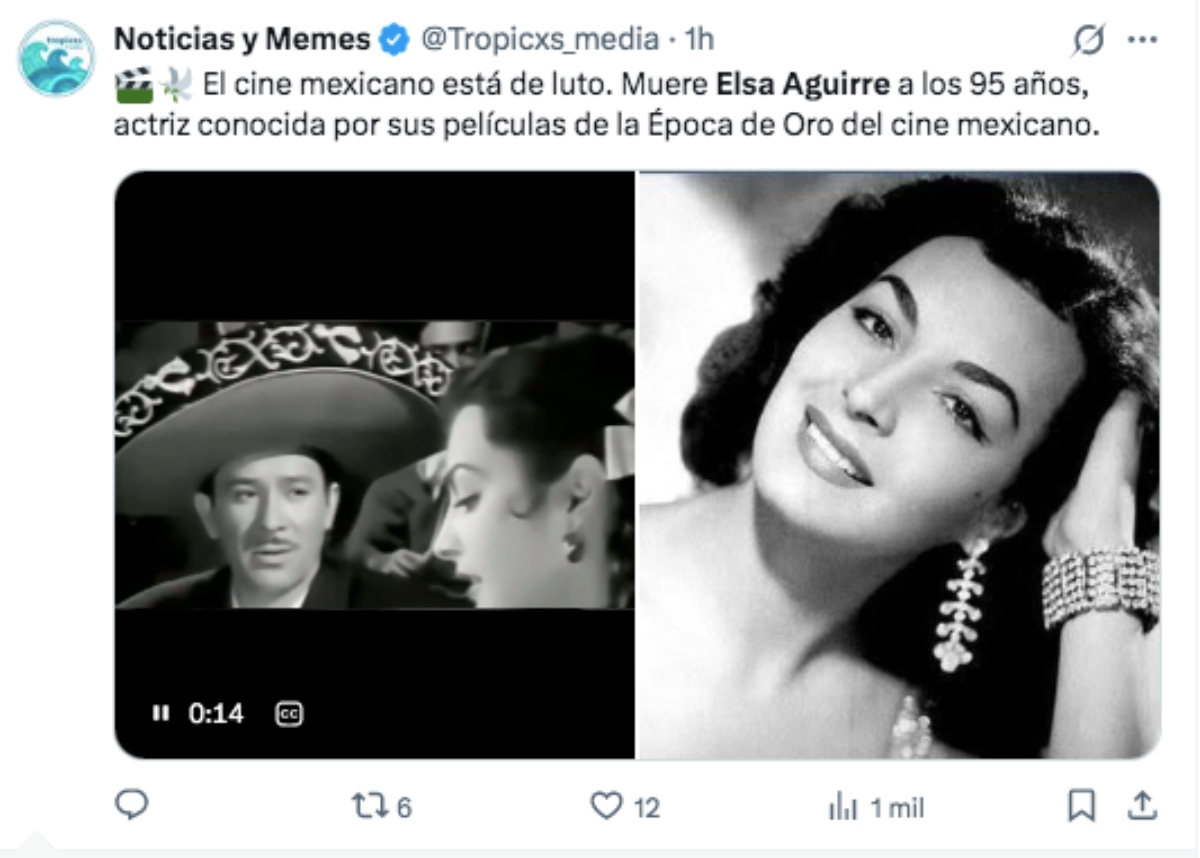 Muere a los 95 años la legendaria actriz Elsa Aguirre