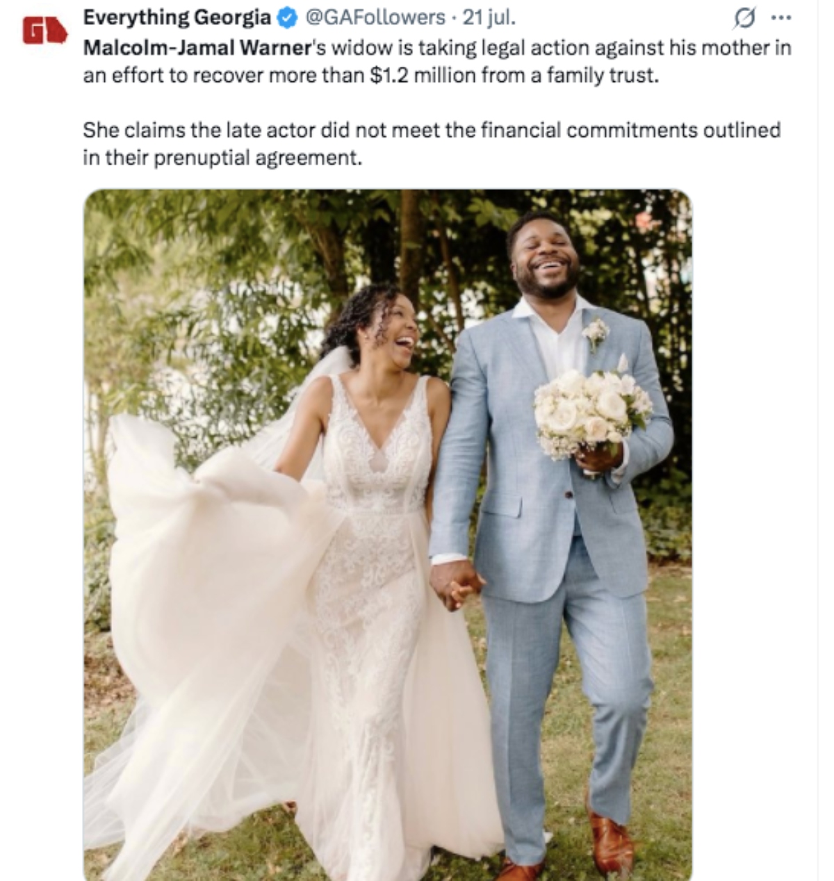 Viuda del actor Malcolm-Jamal Warner demanda a su suegra