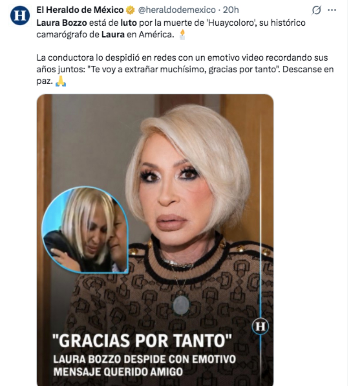 Laura Bozzo se viste de luto tras muerte de querido amigo