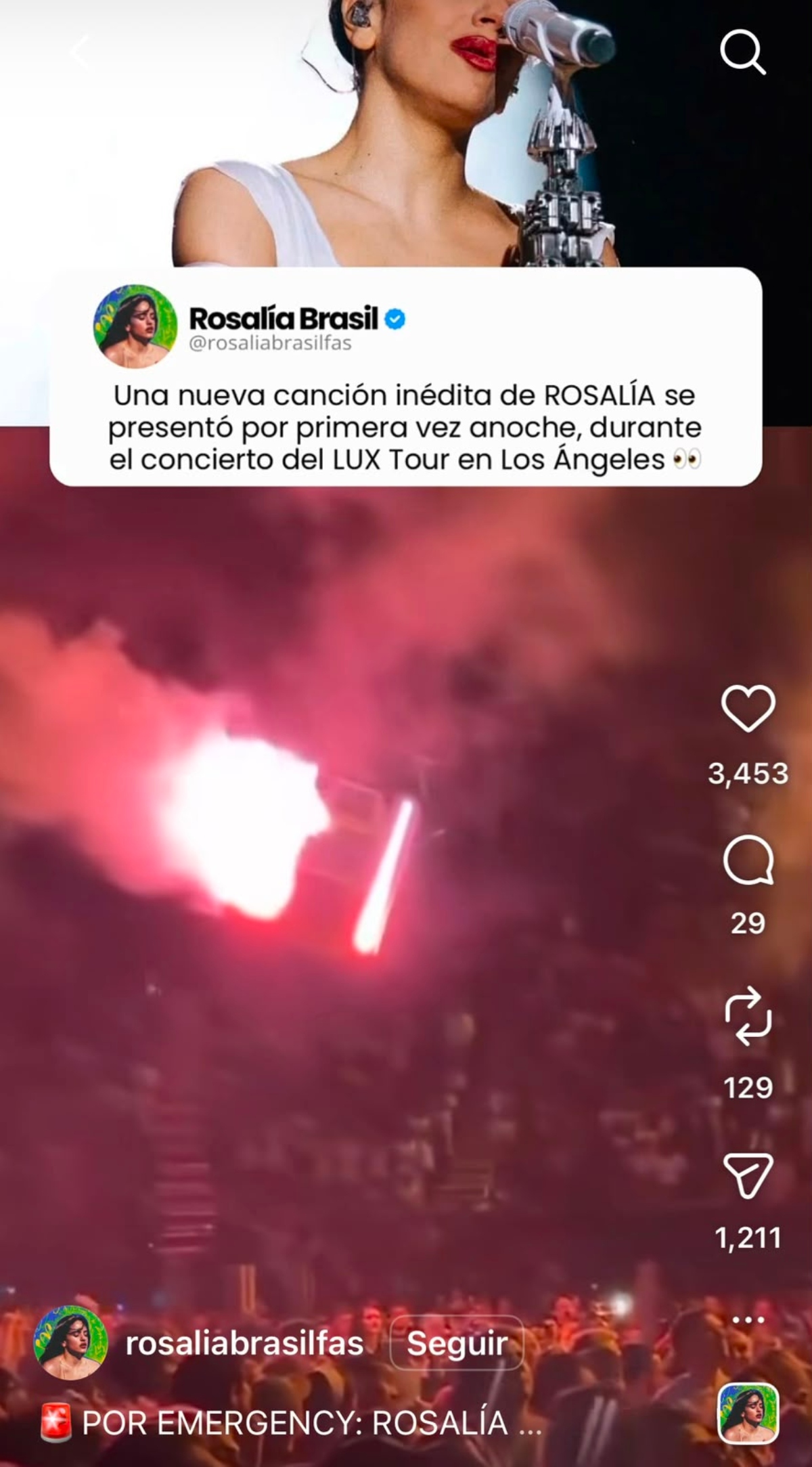 Rosalía sorprende a todos con adelanto de nueva canción en pleno concierto