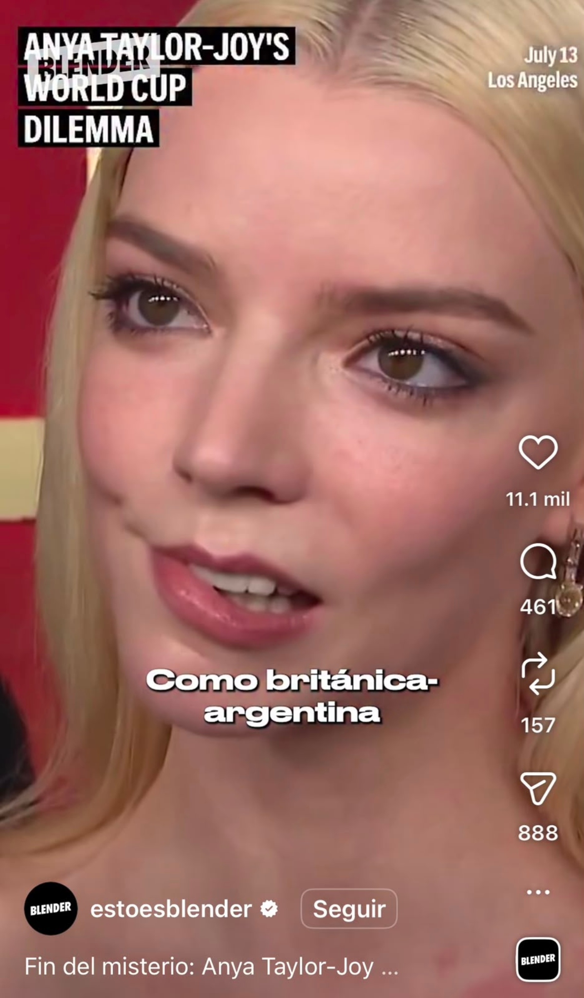 Argentina o Inglaterra Anya Taylor-Joy dice a quién apoya Mundial