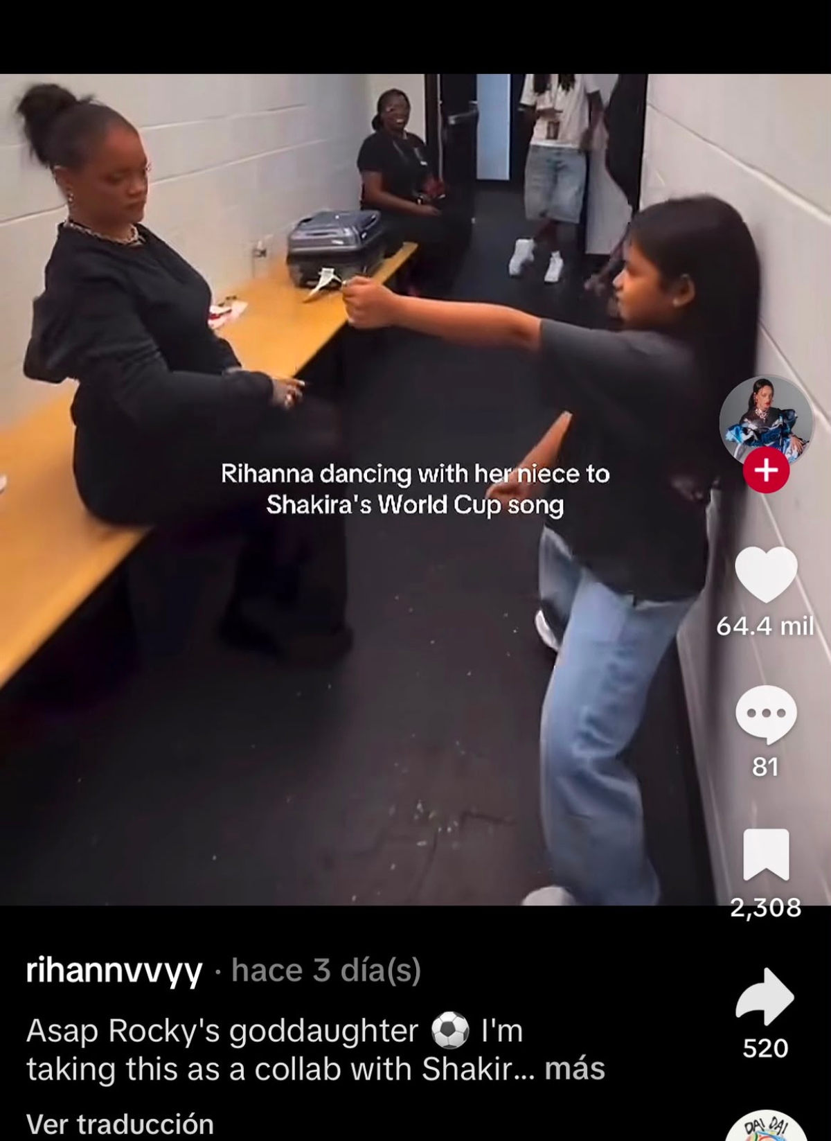 Rihanna bailando 'Dai Dai' de Shakira junto a su ahijada