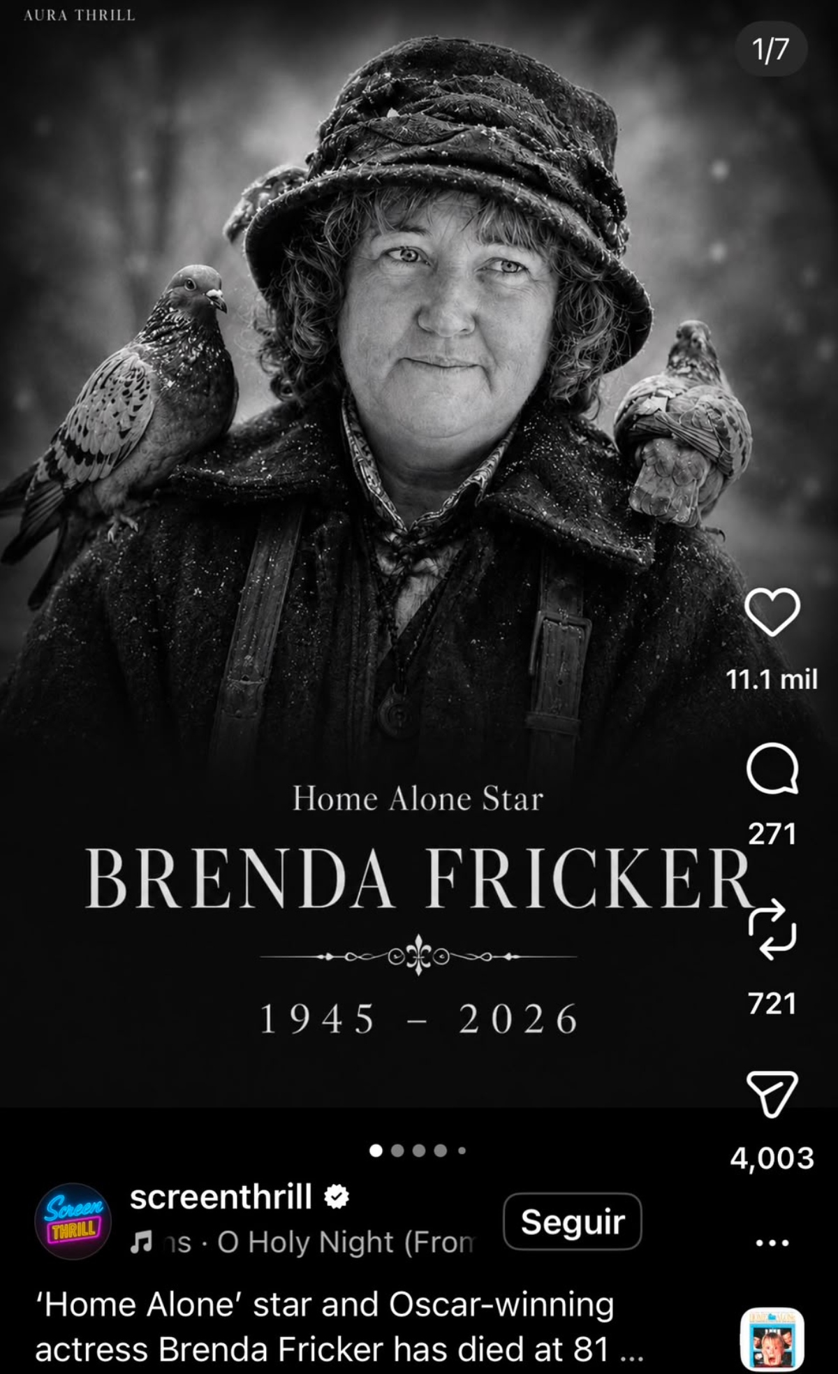Actress Brenda Fricker, best known for 'Home Alone 2'