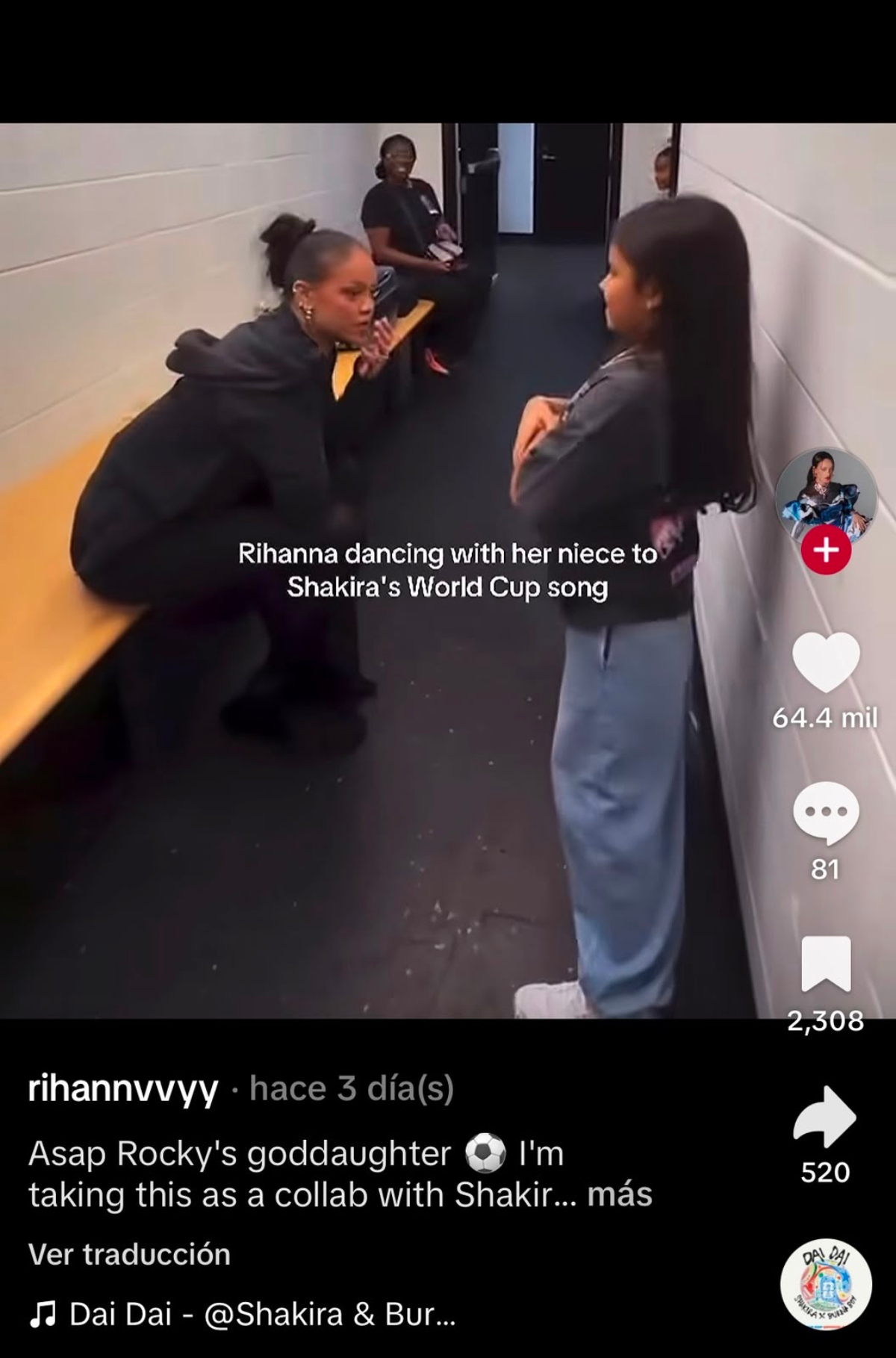 Rihanna bailando 'Dai Dai' de Shakira junto a su ahijada