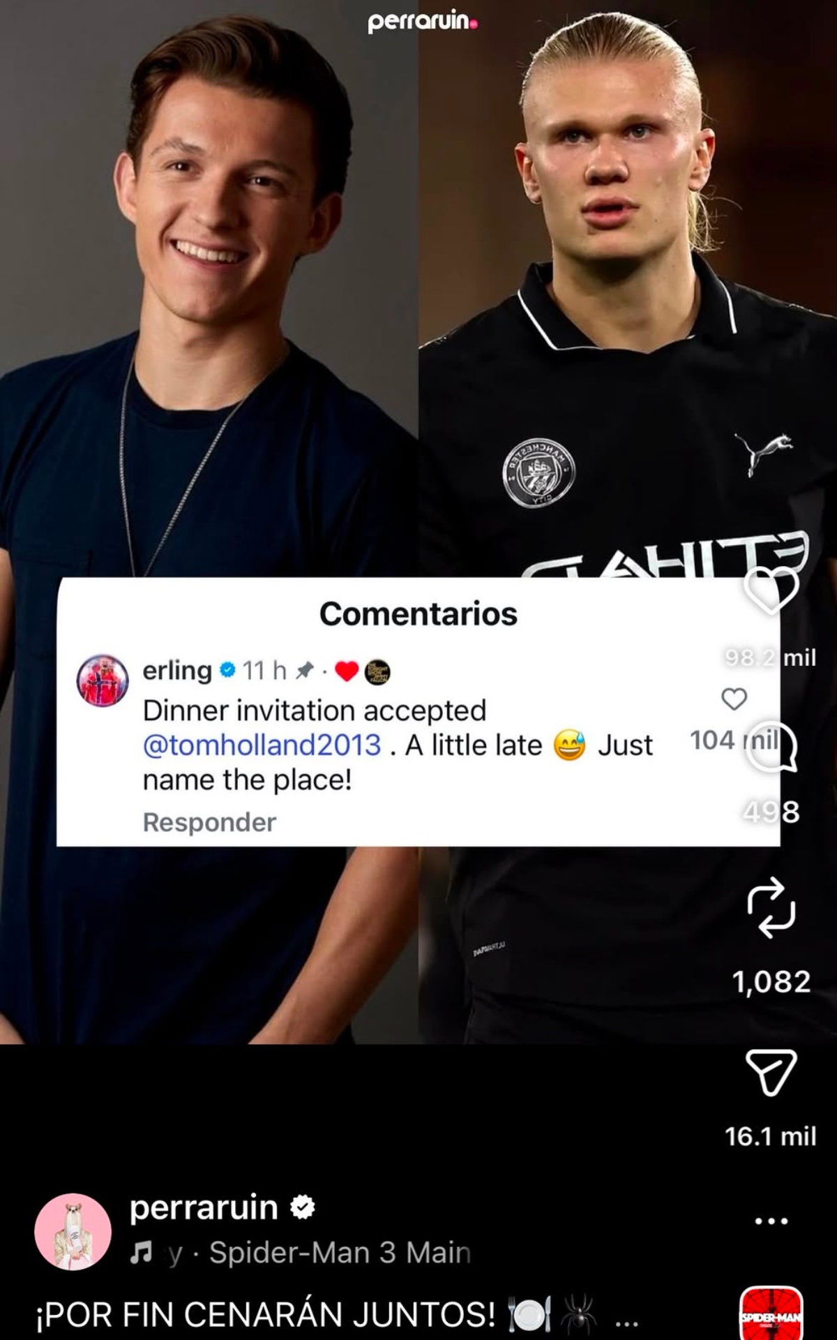 Inesperada cena Tom Holland y el futbolista Haaland