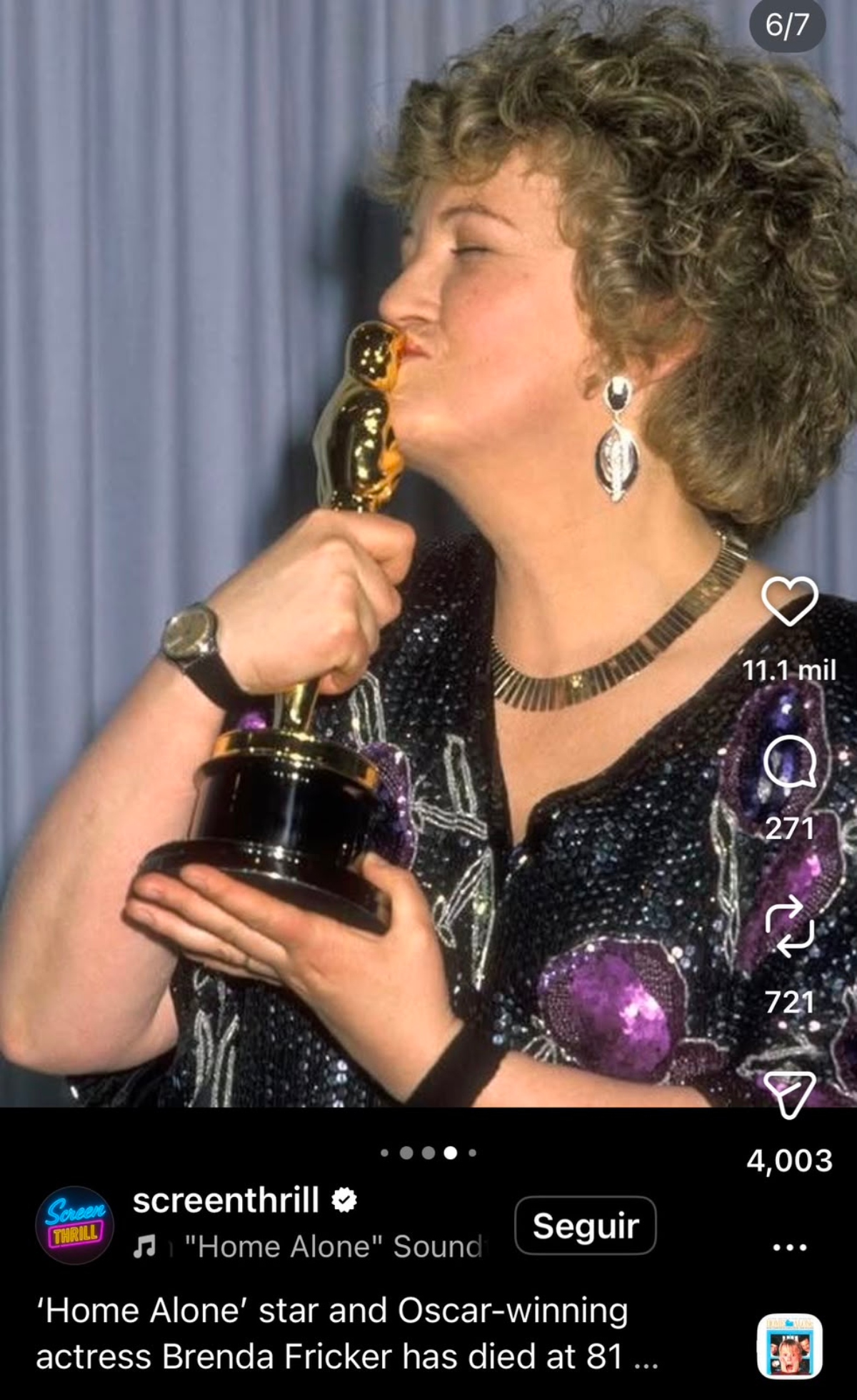 Actress Brenda Fricker, best known for 'Home Alone 2'