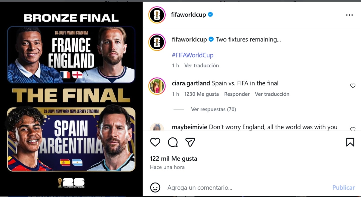 Argentina vs España final del Mundial 2026
